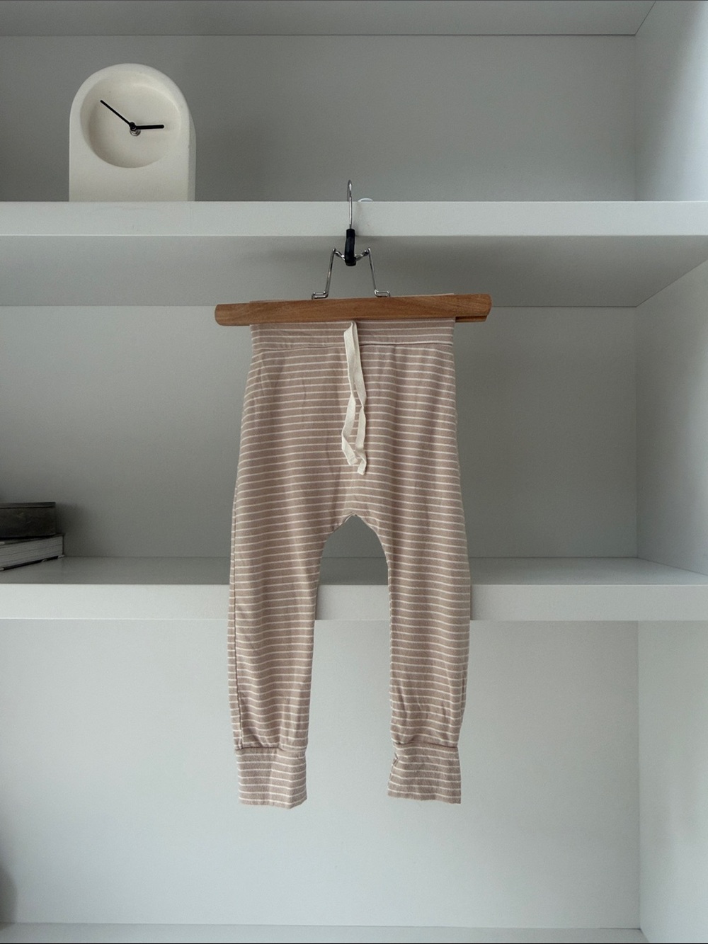 Lou & Bear Kids Bamboo Striped Drawstring Bottoms in Beige